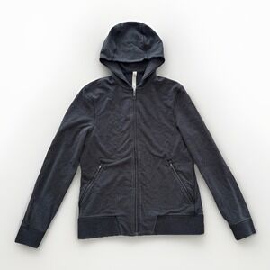 Lululemon Men's Small Black Cross Cut Full Zip Hoodie Sweatshirt Pockets Fitness